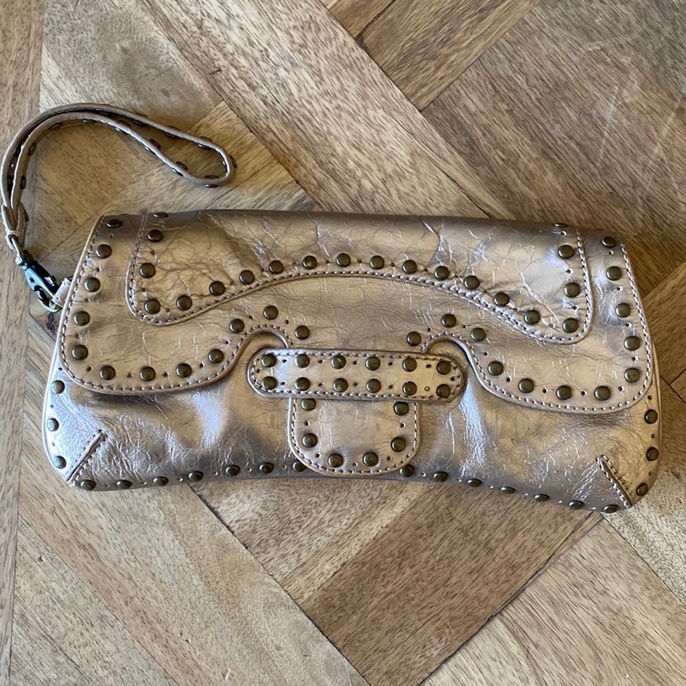 Kooba studded pewter leather bag